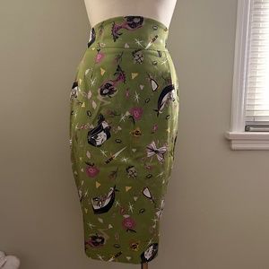 'Villains' print pencil skirt (discontinued) - Pinup Girl
